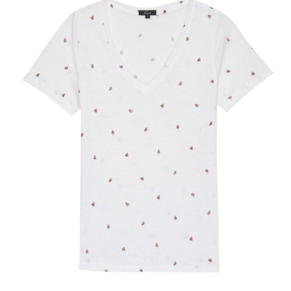 Rails Kara Linen Blend Strawberry V-Neck Tee — NWT— Size S *MSRP: $88+tax - Picture 1 of 10